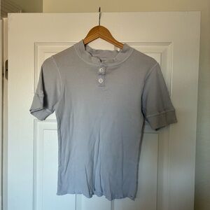 Esby Light Gray/blue/purple Short Sleeve Henley Top